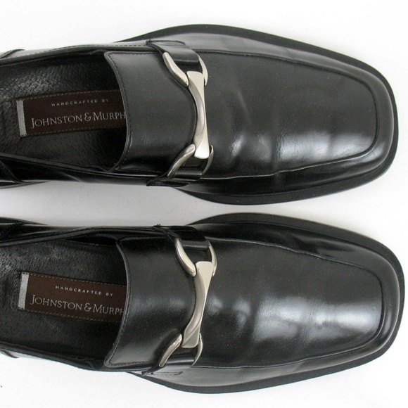 Johnston & Murphy Black Loafers with Silver Buckle size 9 - Picture 7 of 8